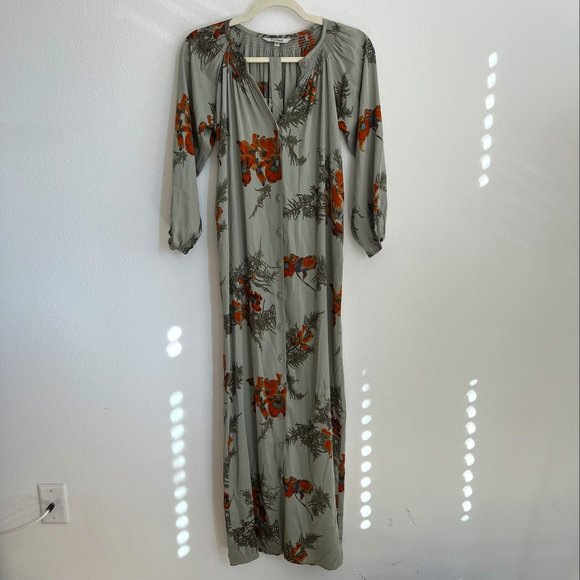 Tucker Dresses & Skirts - Tucker Silk The Classic Tie Waist Midi Dress Floral Green Belted Size XS